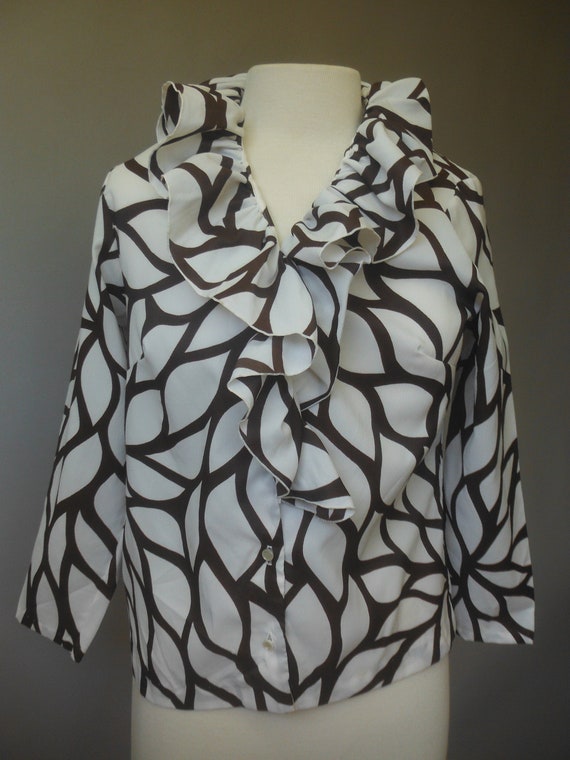 Ruffle front 1960's blouse, Rhonda Lee, 34