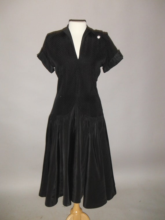 Elegant Beautiful Black Party Dress, 1940's, M