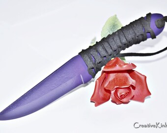 Shadow on Steel - Violet and Leather BDSM Play Blade Knife