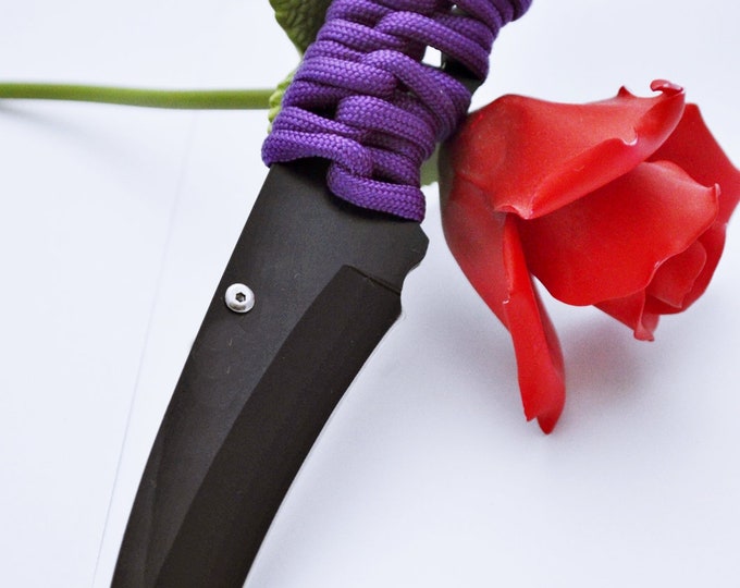 Razor Edge, Violet Purple Ring Tail Dagger - 7" Black Blade - BDSM Knife Play blade, slim, sexy play toy!