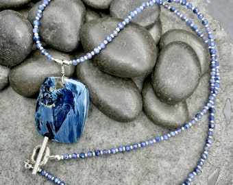 Iolite Gemstone Faceted Roundel Beads Necklace Handmade Iolite Semi Precious Beads Necklace Jewelry 3mm Iolite Rondelle Beaded Necklace