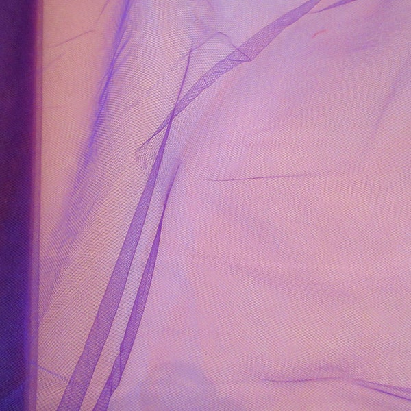 Nylon Tulle Net Fabric, Deep Violet-Purple color; matte finish, 54" wide netting; prom, bridesmaid, party dressmaking; priced per 1 yard