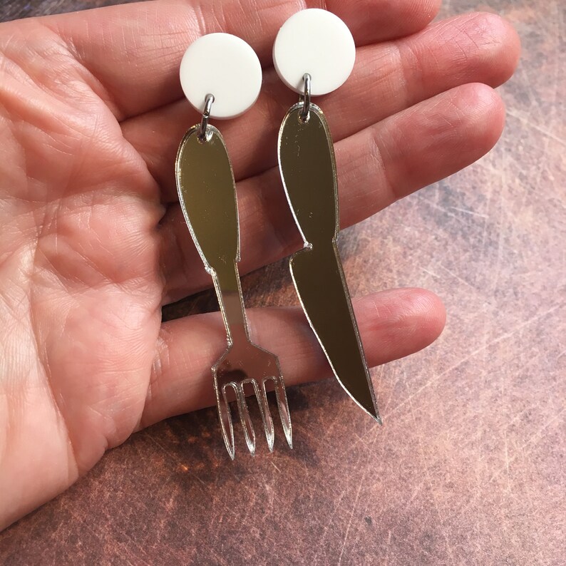 Knife and Fork Earrings Cutlery Earrings Quirky Earrings Etsy UK