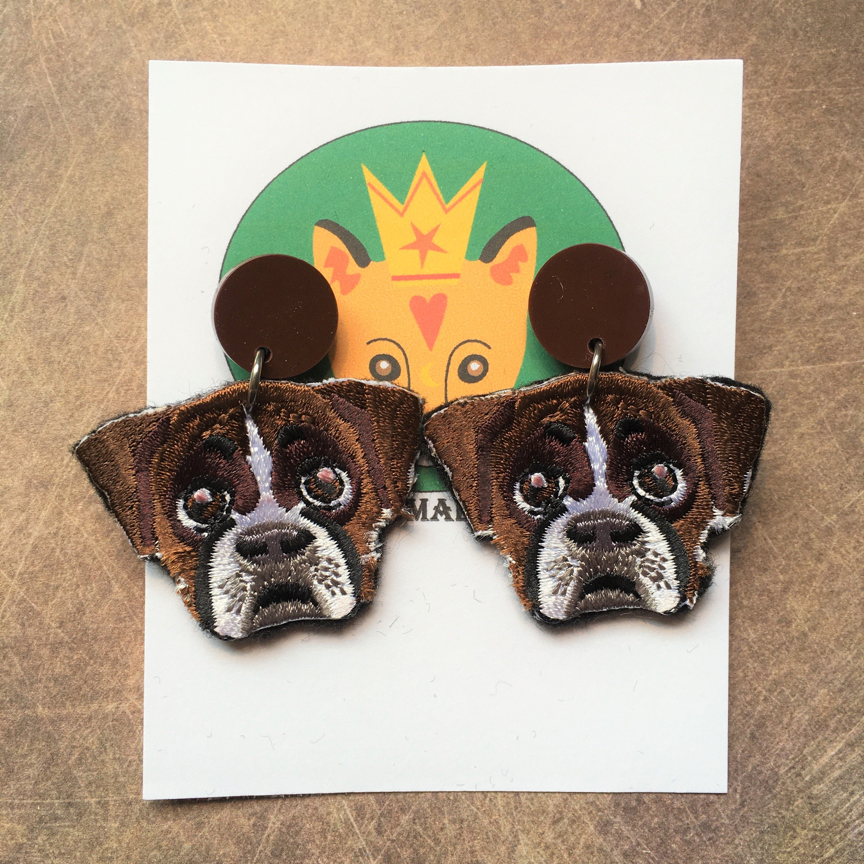Boxer top dog earrings