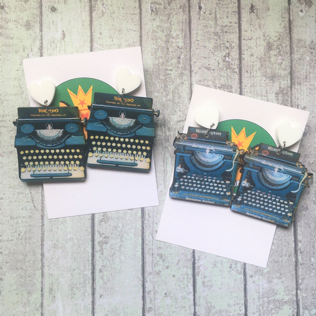 Typewriter Earrings Statement Earrings Big Office Work Etsy UK