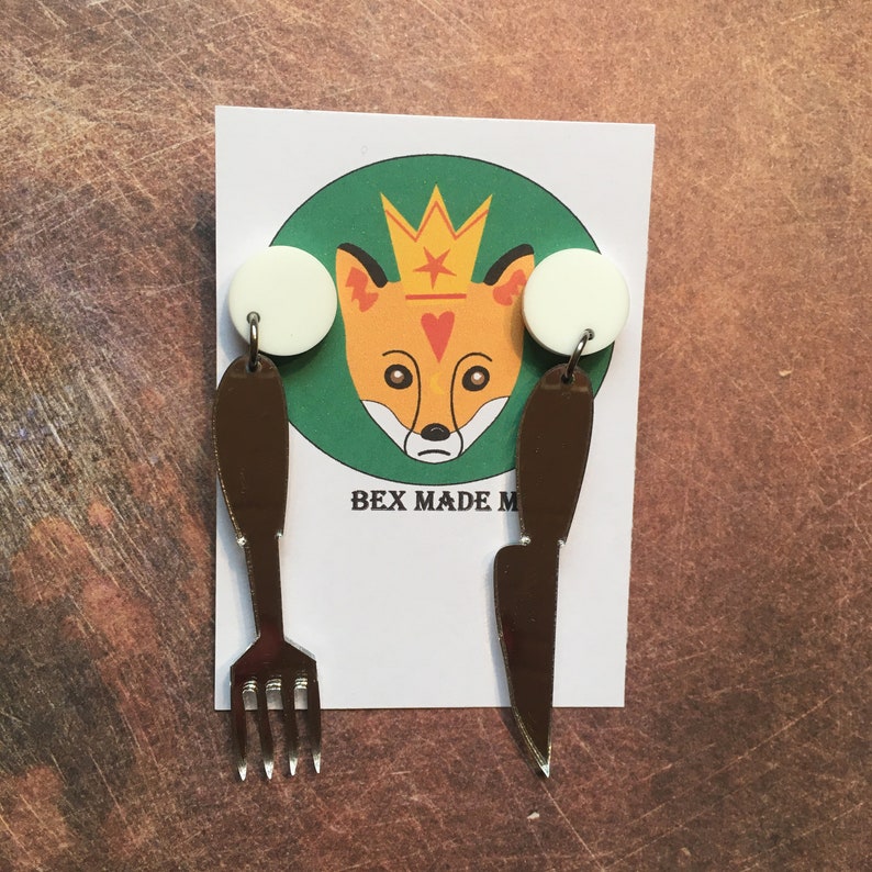 Knife and Fork Earrings Cutlery Earrings Quirky Earrings Etsy UK