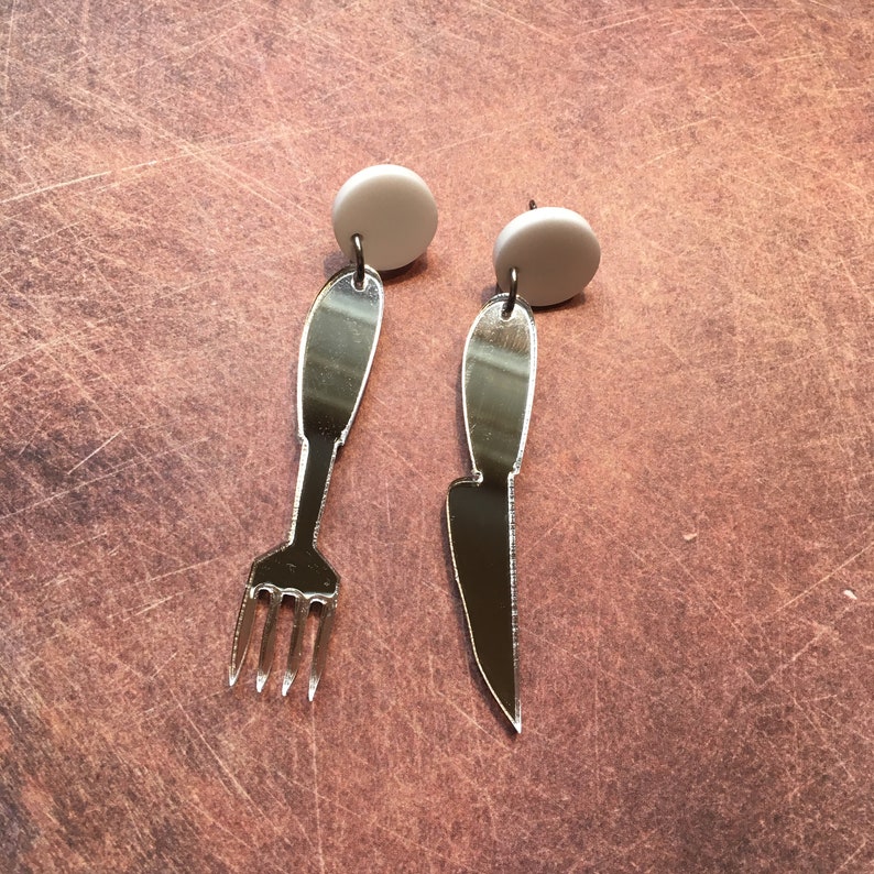 Knife and Fork Earrings Cutlery Earrings Quirky Earrings Etsy UK