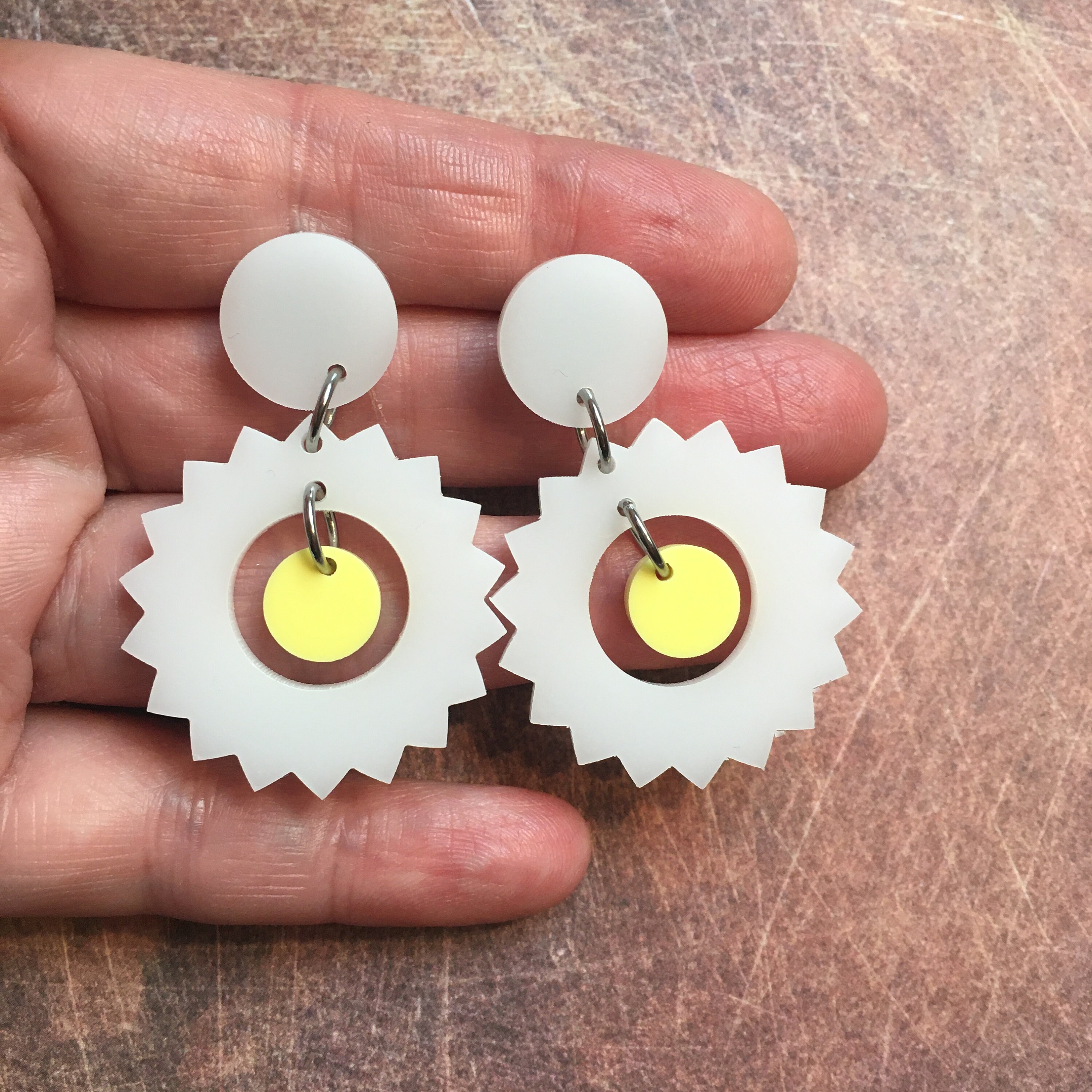 Sun Daisy Earrings Plastic Earrings Acrylic Laser Cut Etsy UK