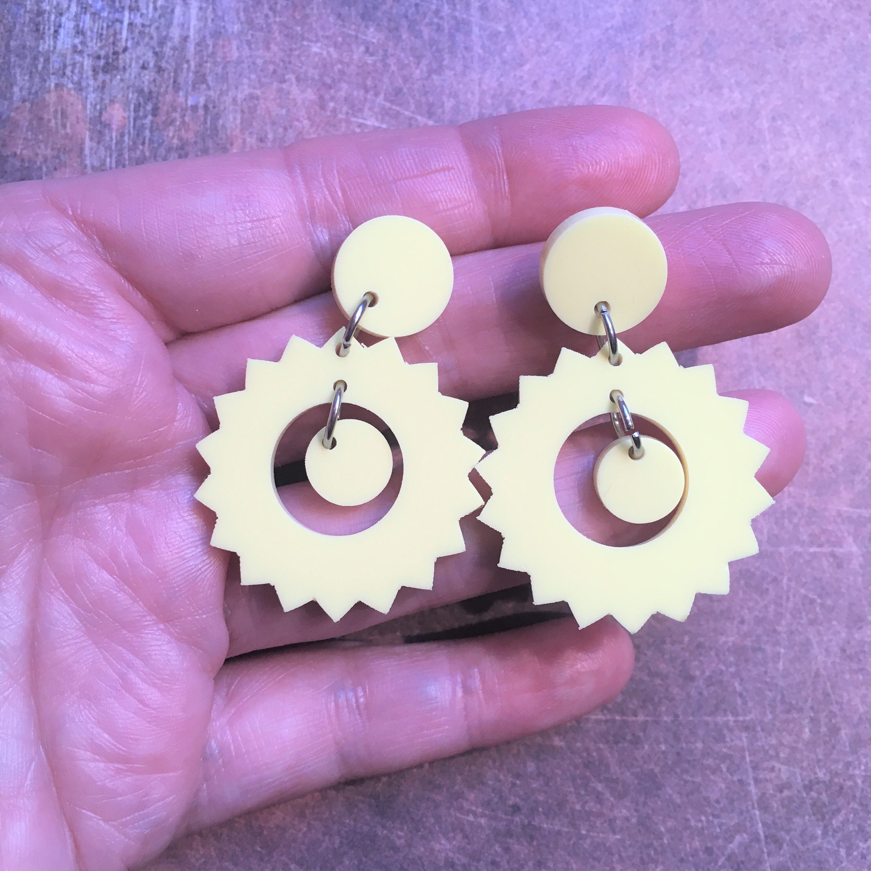 Sun Daisy Earrings Plastic Earrings Acrylic Laser Cut Etsy UK