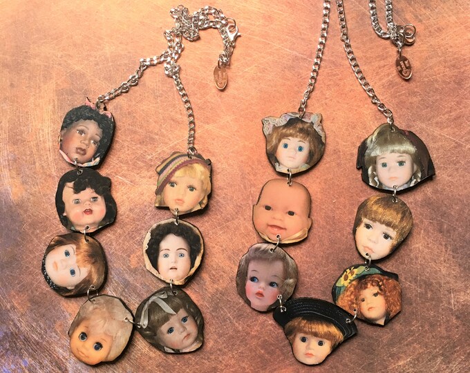 Statement Vintage Doll Head Necklace Gothic Wood Quirky Etsy UK