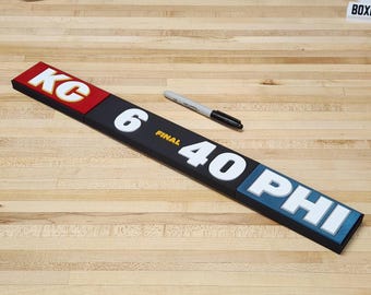Eagles Super Bowl LIX ScoreBug: 3D Printed Philly Victory (21" Wide)