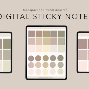 Digital Sticky Notes | Stickers for Goodnotes, Notability, iPad Digital Planner / Notes | Transparent Warm Neutral Aesthetic Stickers