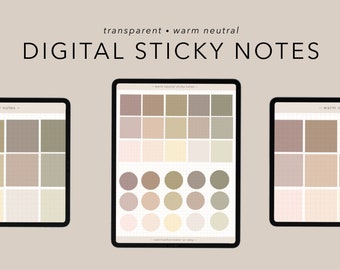 Digital Sticky Notes | Stickers for Goodnotes, Notability, iPad Digital Planner / Notes | Transparent Warm Neutral Aesthetic Stickers