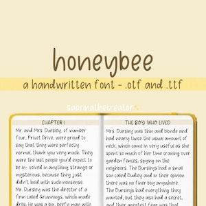 Honeybee— Fuente digital / Descarga de fuente / Descarga digital / Fuente de letra manuscrita / Descarga instantánea de fuente manuscrita / Fuente de diario de toma de notas