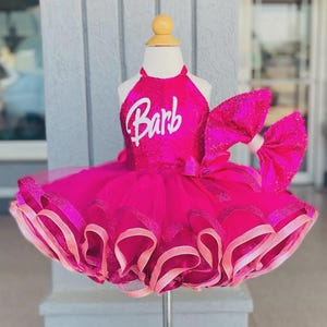 Hot Pink Sequin Halter Top & Glitter Tulle Tutu Set,dolly tutu ,Barbie outfit .