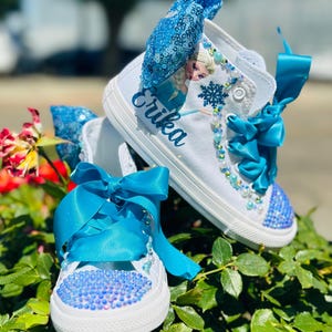 Custom Ice Queen Converse: Blinged Crystal & Pearl High Top Sneakers