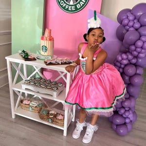 Pink Frappe Romper: Starbucks Inspired Photo Outfit