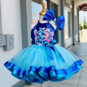 stitch birthday dress Stitch Dress Girl, Stitch Costume Baby, Stitch-themed Dress for Girls Inspired by Lilo and Stitch,
