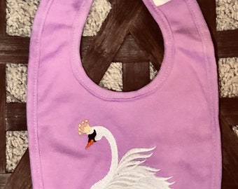 Baby girl, Christmas bib, princess, swan bib, new baby gift