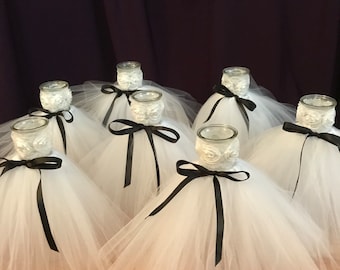 Wedding Centerpiece, Bridal Vase, Wedding Shower Flower Vase, Communion, Sweet 16, Bat Mitzvah Centerpiece, Tutu Bridal Vase, Party Favor