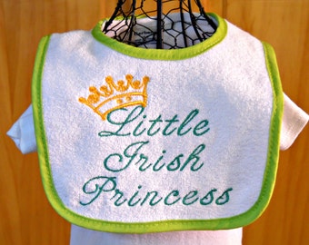Irish Baby St. Patrick's Day Bib/Irish Princess Bib/Cute Irish Bib/Irish Baby Bib, Princess Bib/Girls Baby Bib/Irish Girl Bib,/Custom Bib