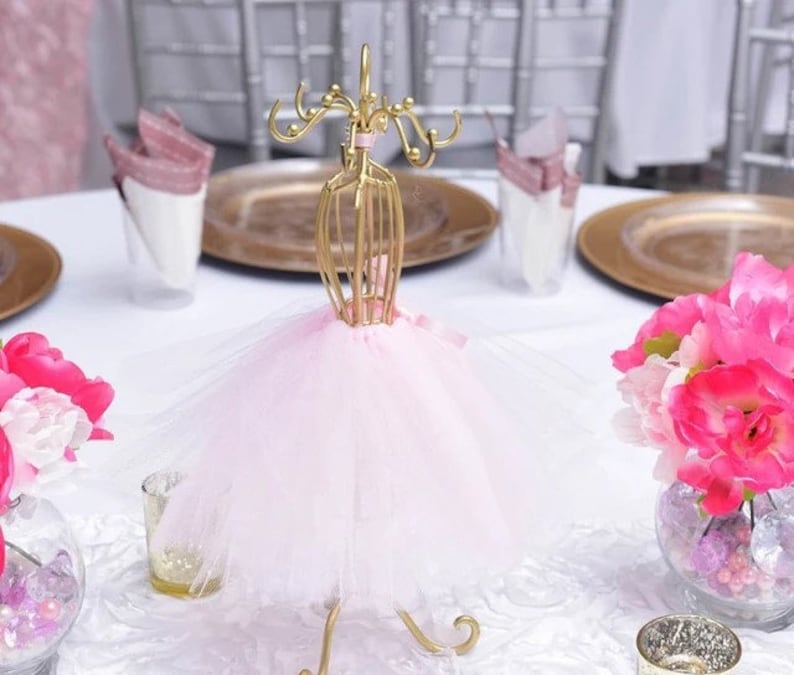 Gold Mini Tutu Centerpiece,BallerinaTuTu, Bridal Shower,Ballerina,BabyShower Centerpiece, Quinceañera, Christening, Communion Centerpiece image 2