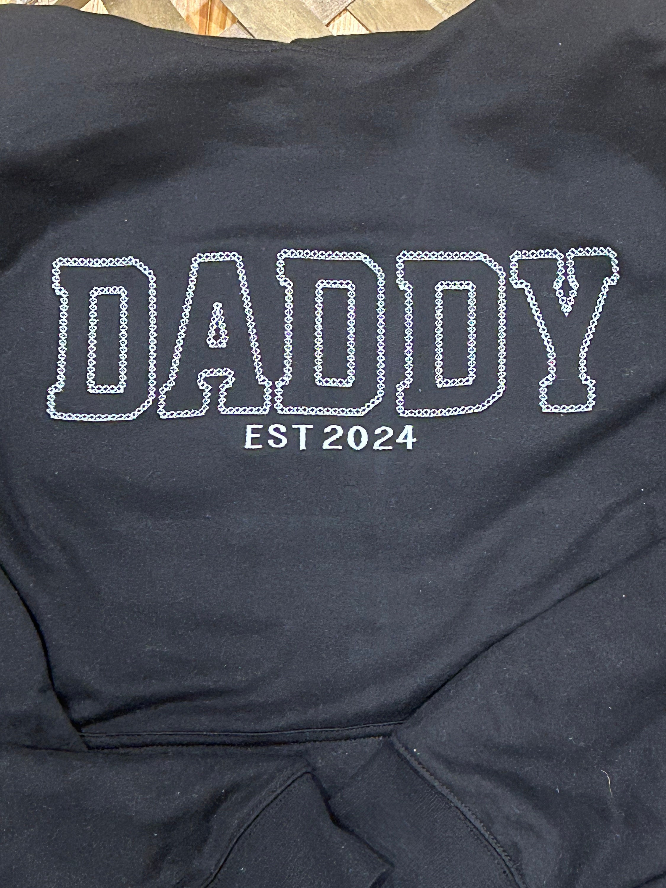 Embroidered Daddy Sweatshirt, Daddy Shower Gift, Dad Gift From Kids, Pregnancy Reveal, New Dad EST,  Personalized Embroidered Sweatshirt