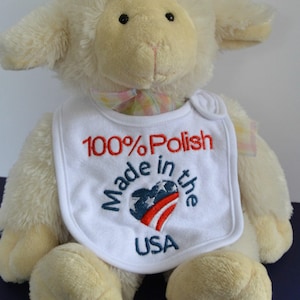 Cute Baby Bib/100% Polish Baby Bib/Made in the USA Baby Bib/Red White and Blue Bib/ Infant Toddler Bib/American Flag Baby Bib/USA Baby Bib