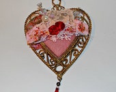 Heart Wall Hanging / Mixed Media Wall Art / Valentine Gift