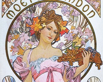 Champagne Nouveau Decorative Woman poster print