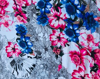 CHARMEUSE SATIN PRINT by the yard Top quality Blue multicolor polka Dots polyester charmeuse print shows both sides poly satin