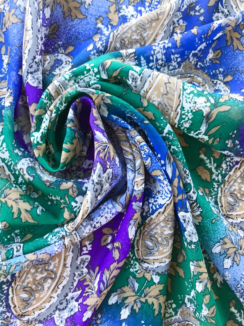 skirts western fashion wildrags green and blue Paisley print dress fabric CHIFFON by the yard Purple Kimonos