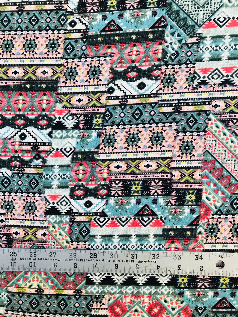 BOHO TRIBAL FABRIC by the yard/Wool peach fabric Teal coral Etsy