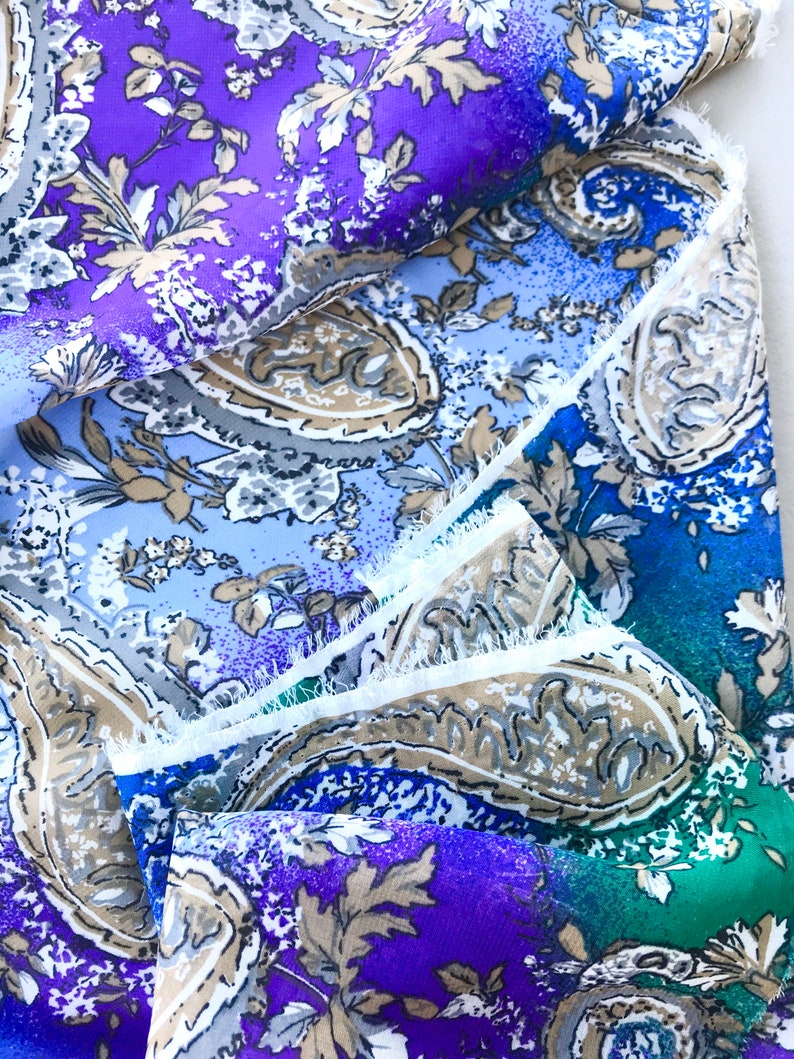 skirts western fashion wildrags green and blue Paisley print dress fabric CHIFFON by the yard Purple Kimonos