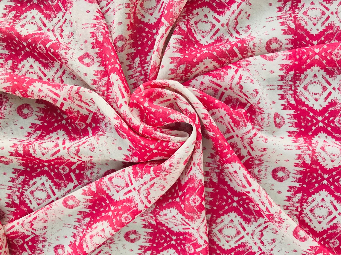 TRIBAL FABRIC by the yard/ wooldobby Tribal print Coral pink Etsy