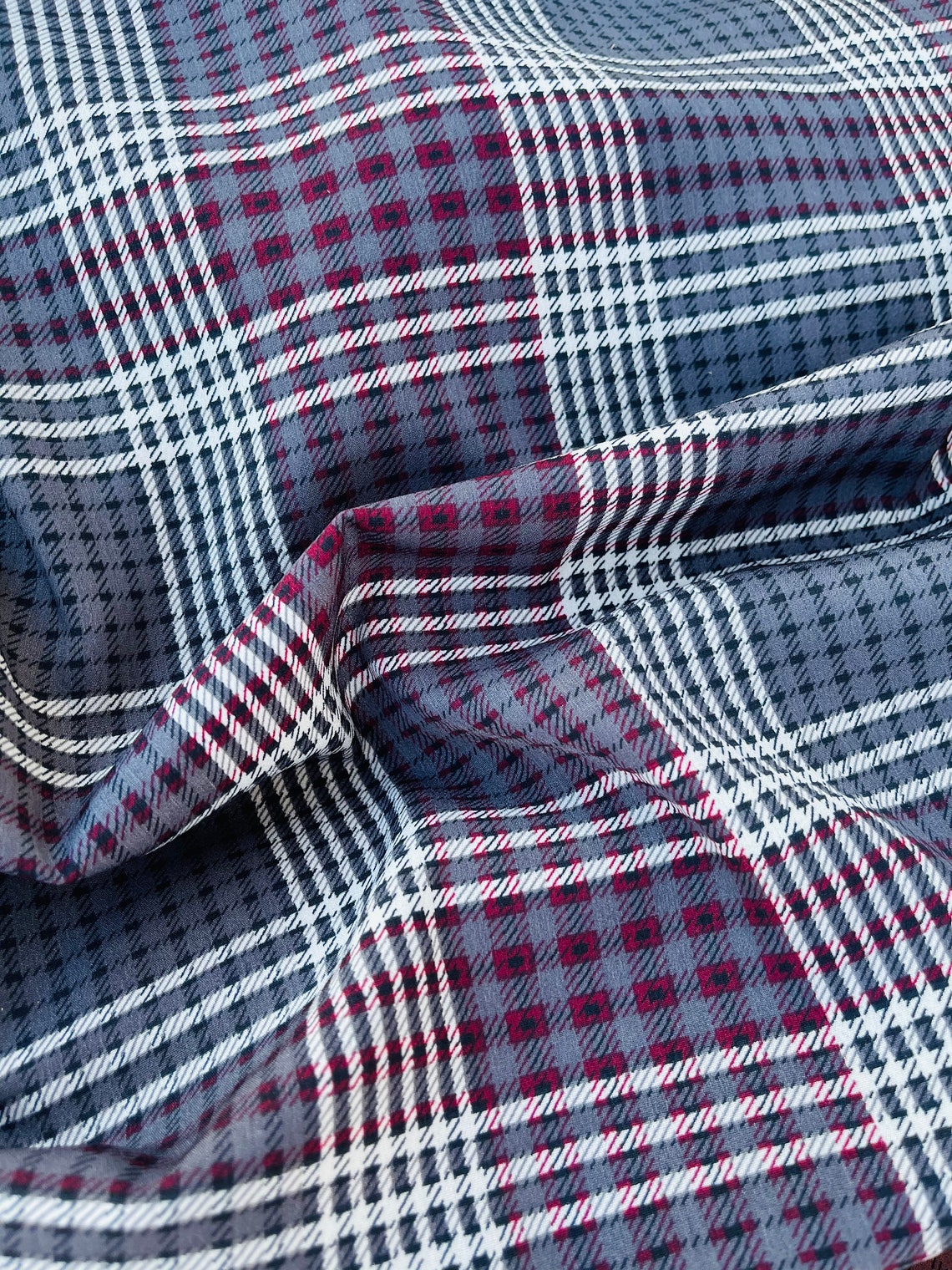 PEACHSKIN FABRIC Bulk Stock / plaid zwei getönte Druck / zeigt | Etsy