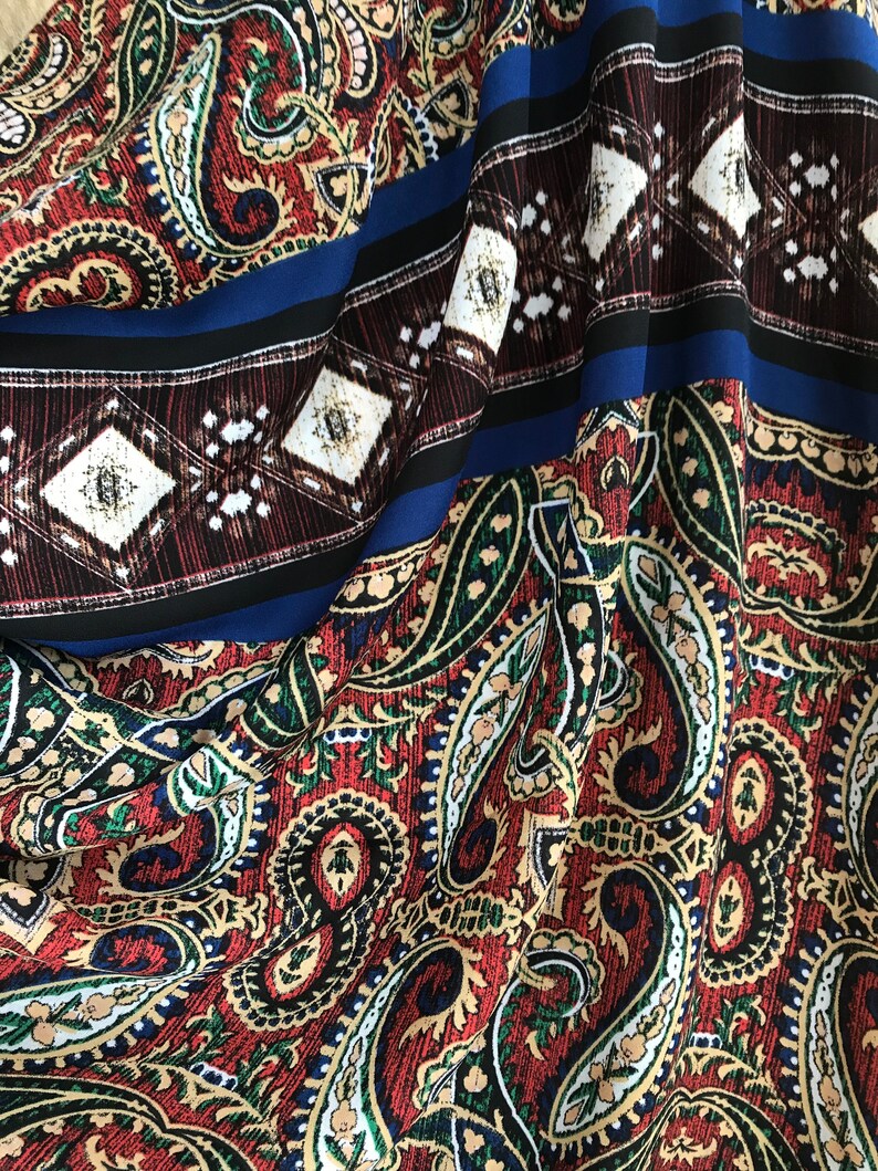 BOHO TRIBAL FABRIC by the yard / Wool dobby Paisley fabric | Etsy