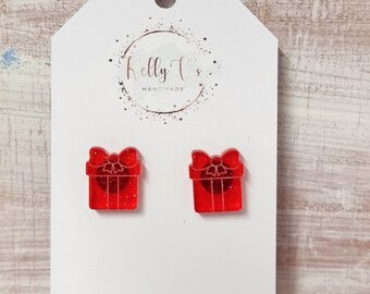 Glitter Present Studs