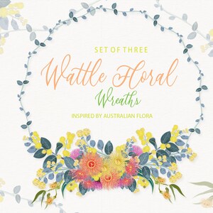Eucalyptus - Wattle Floral Wreaths, Wildflower Digitals