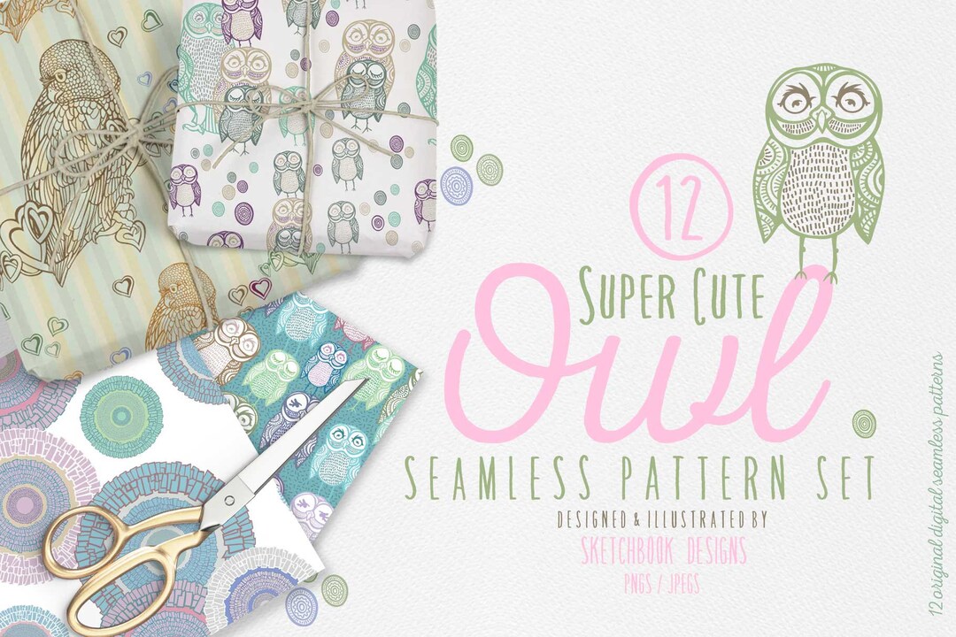 12 Cute Owl Digital Seamless Pattern Set Instant Download - Etsy