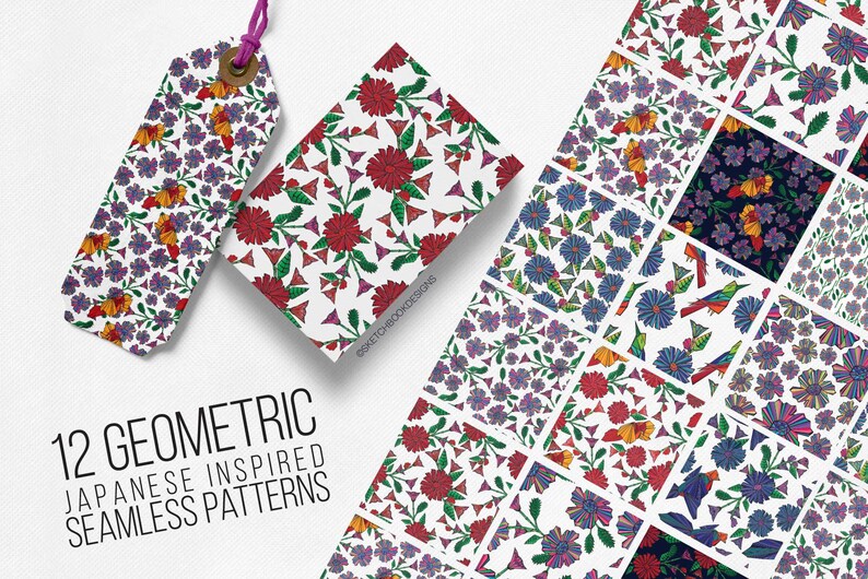 Geometric Japanese Inspired Digital Paper Pack