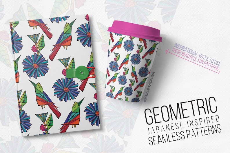 Geometric Japanese Inspired Digital Paper Pack