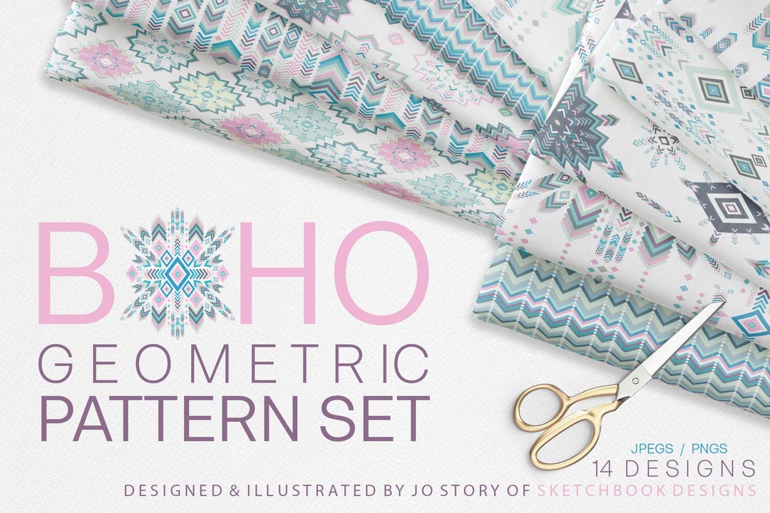 Boho Geometric Digital Seamless Pattern Set - Etsy