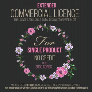 Extended Commercial License For Single Use In Digital Graphic & Pattern Sets