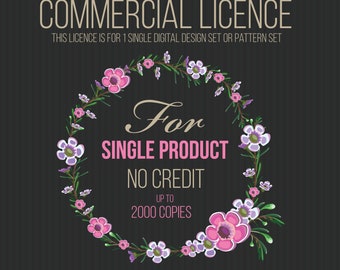 Extended Commercial License For Single Use In Digital Graphic & Pattern Sets