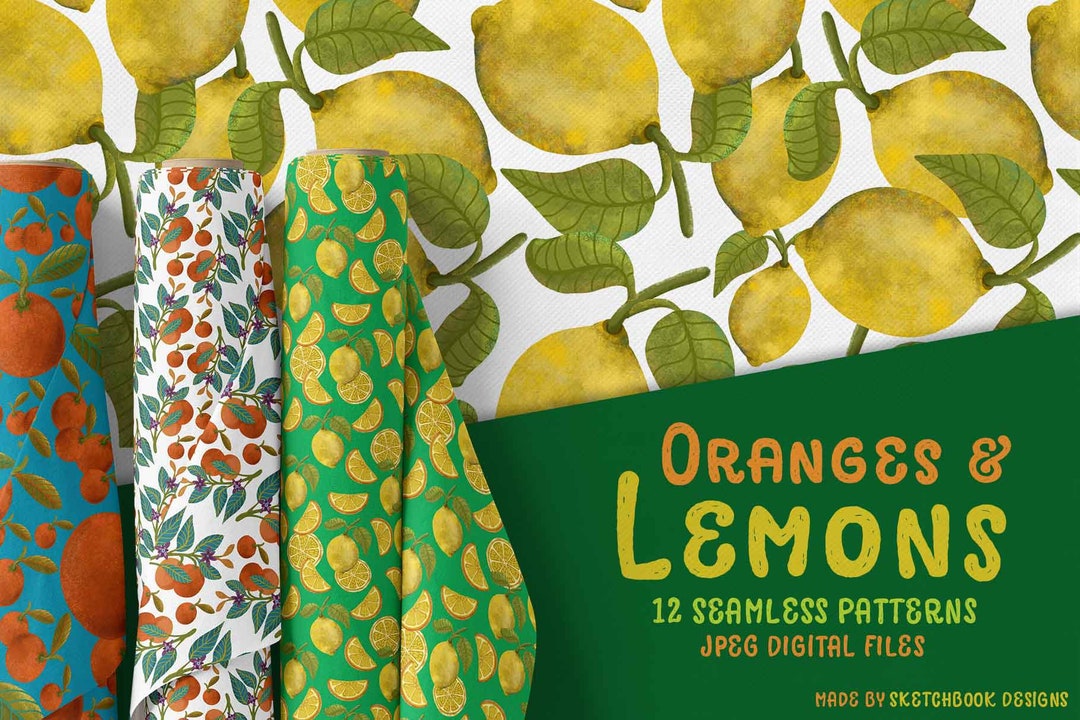 Oranges and Lemon Digital Paper Citrus Digital Summer Fruit Etsy