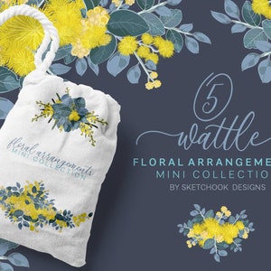 Golden Wattle Clipart Arrangements - Digital Australian Florals