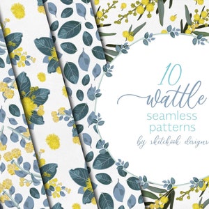 Wattle Floral Digital Seamless Patterns Paper Pack