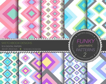 Geometric Seamless Patterns No.2 - DIY Printables - Happy Digital papers