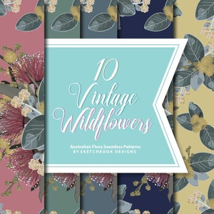 Vintage Wildflower Seamless Digital Pattern Set of 10